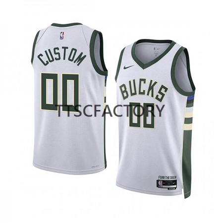 Maillot Basket Homme Milwaukee Bucks Personnalisé Nike 2022-23 Association Edition Blanc Swingman